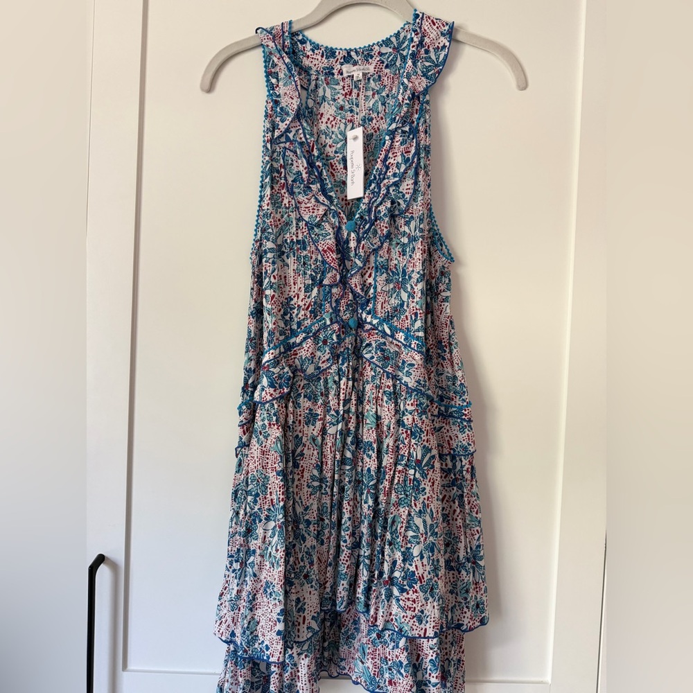 Poupette St. Barth Blue and Red Floral Dress